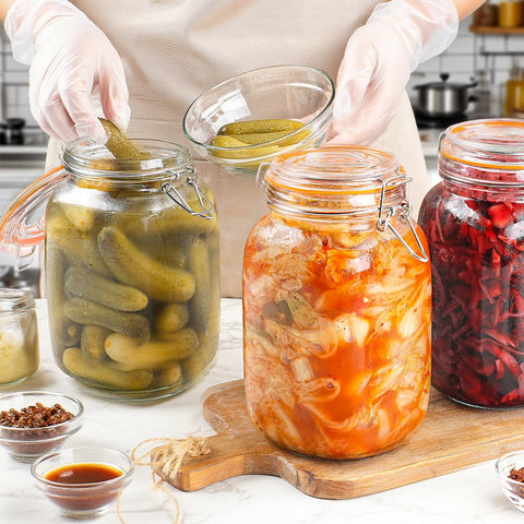 Qianfenie pantry storage jars neatly organize pasta, beans, and grains.