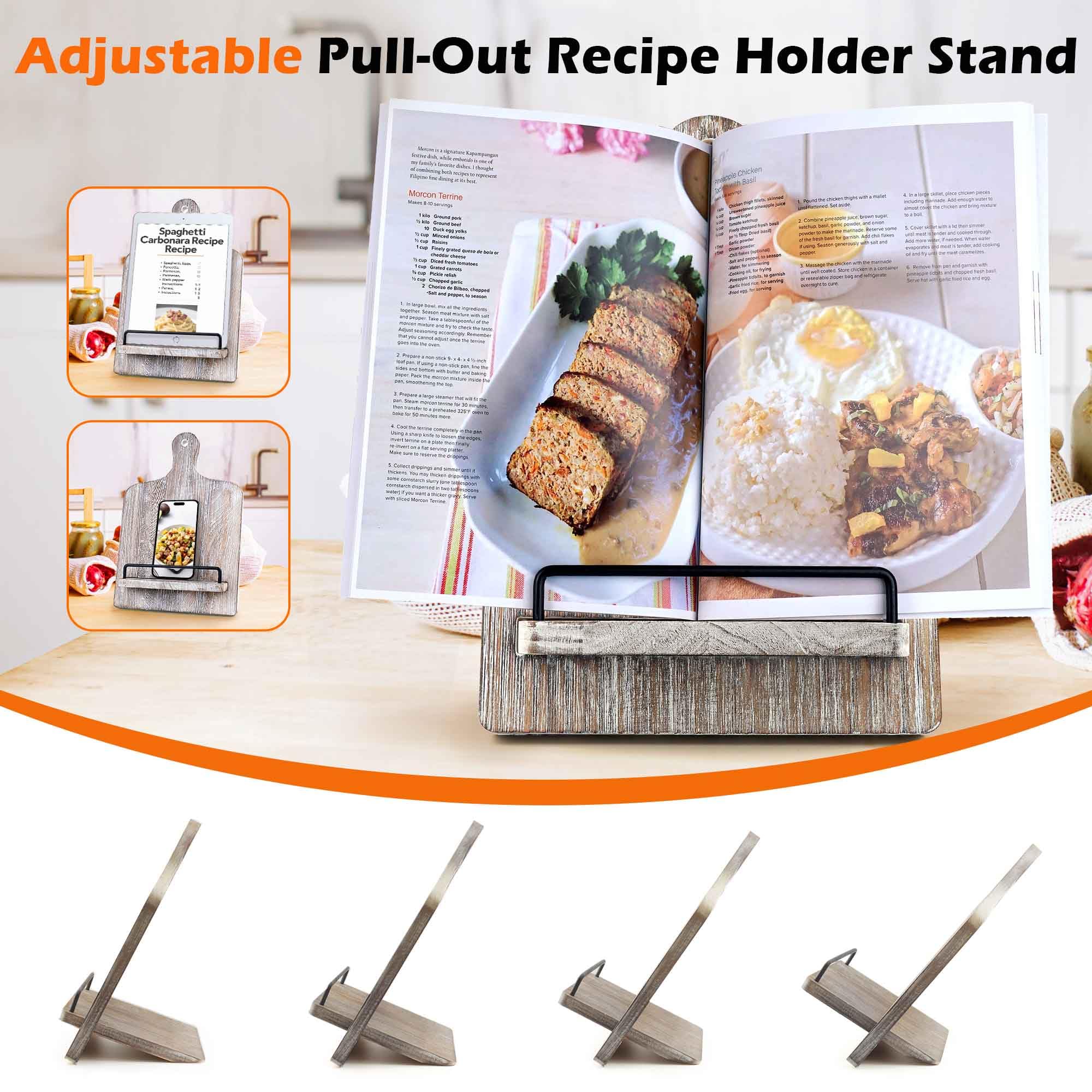Qiang Ni cookbook stand with easy-clean, water-resistant finish.