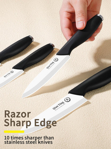 Qianying knife set edge guards protect blades and fingers during storage.