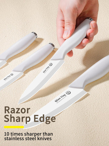 Qianying ceramic knife set with sheaths protects edges for safe storage