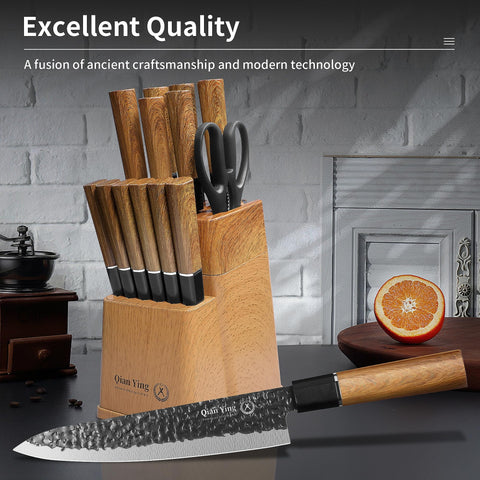 Qianying paring knife with black blade for detailed prep.