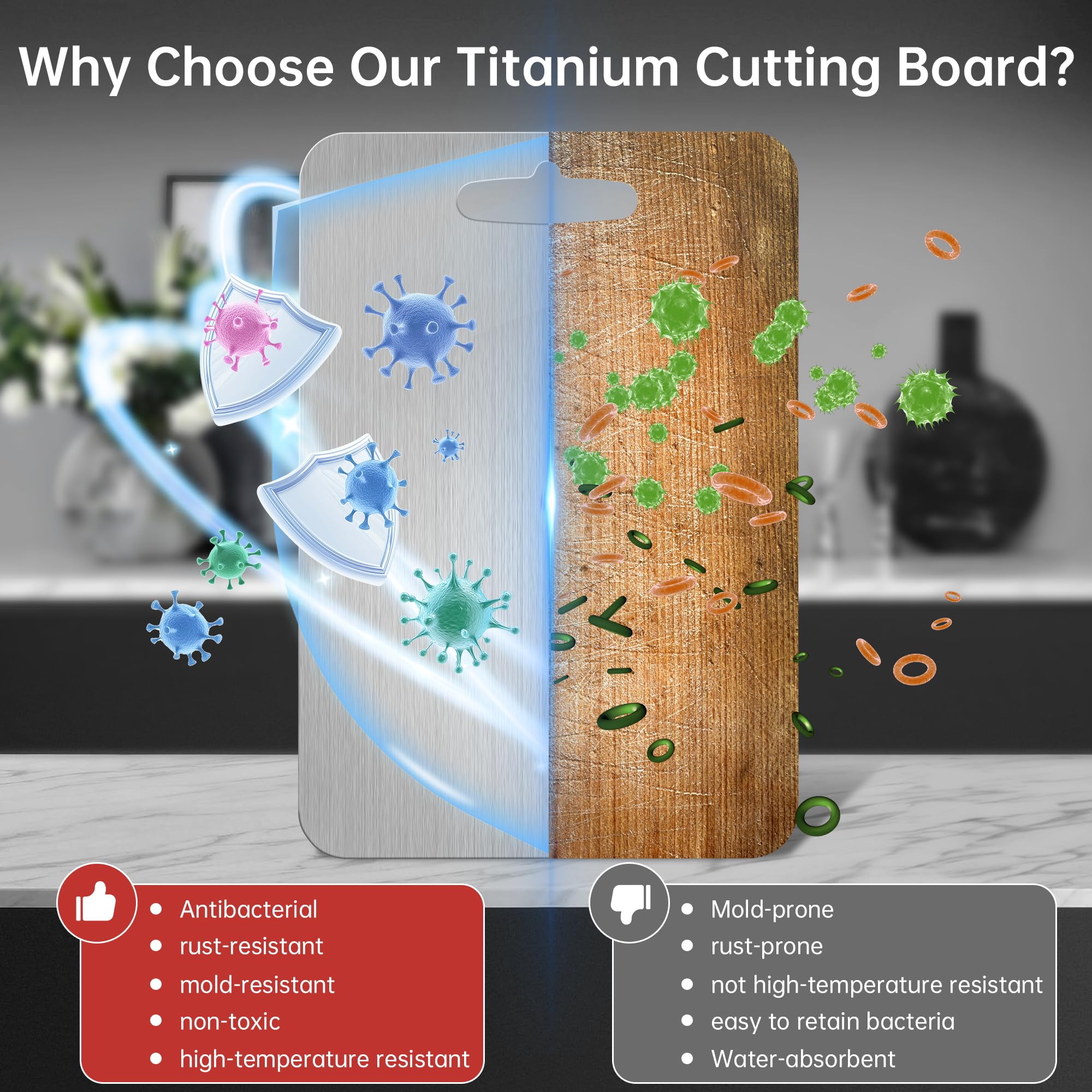 Qianying titanium cutting board 14x10 inches, versatile for indoor and outdoor cooking