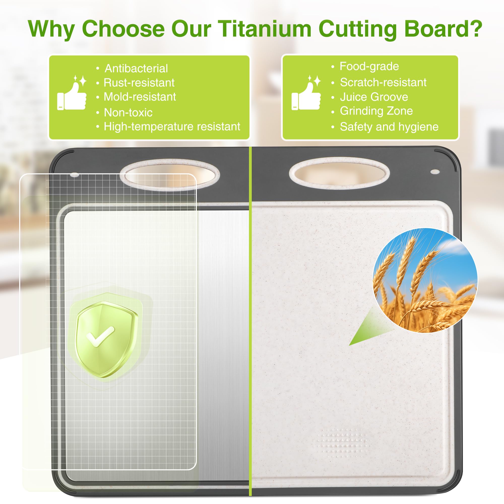 Qianying cutting board with wheat straw side for fruits and vegetables; scratch-resistant