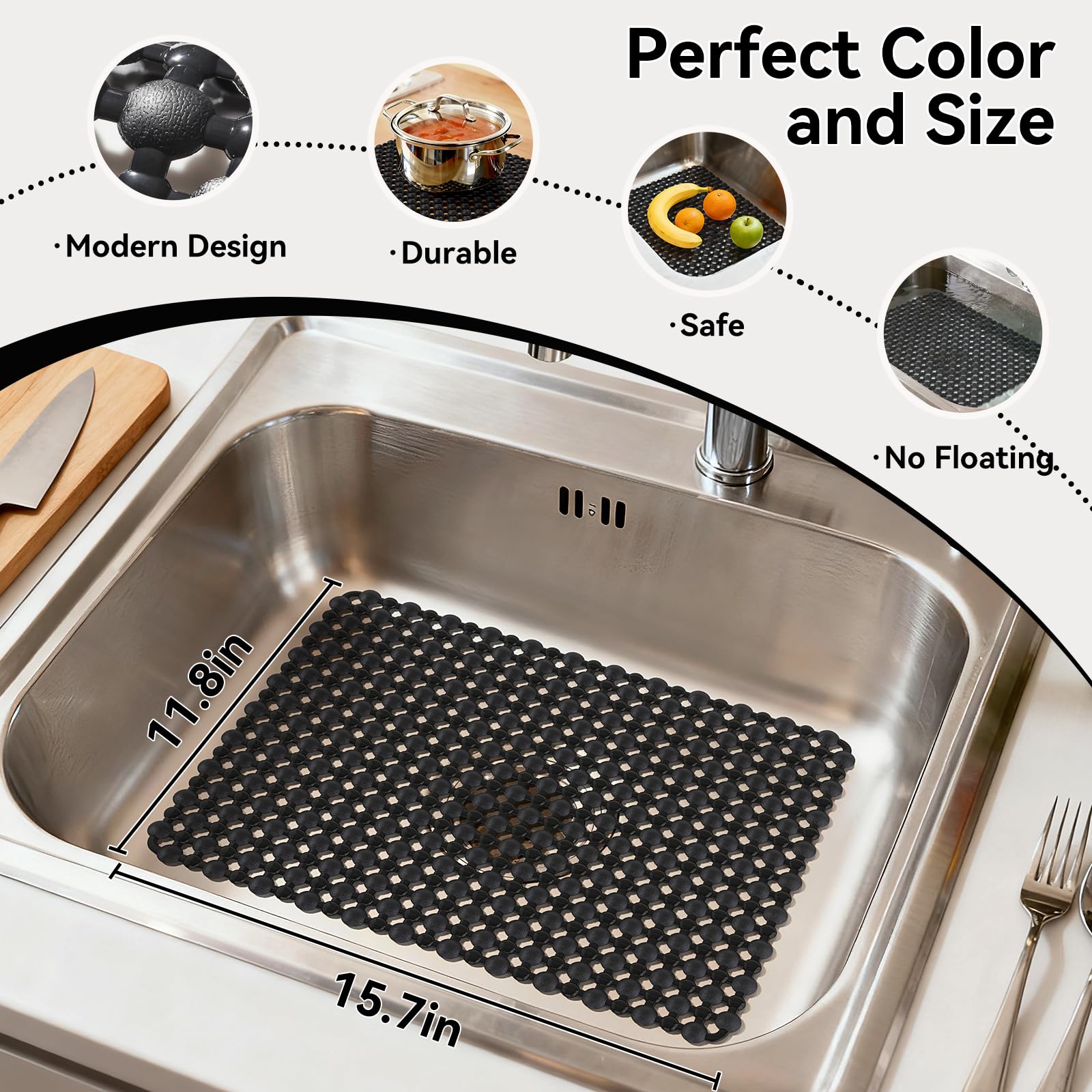 QiCaiJia sink mat fits ceramic sinks with trim-to-fit ease.