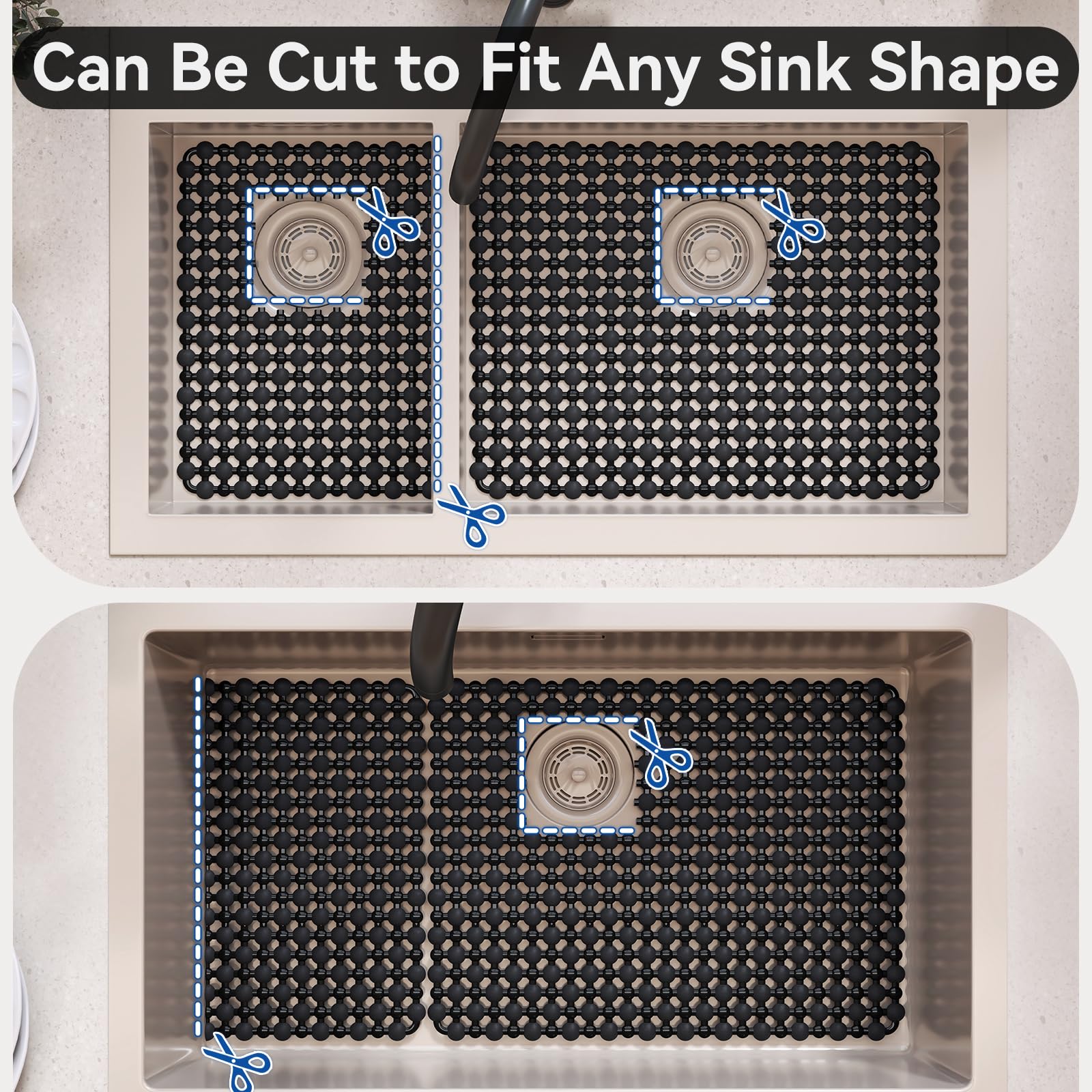 QiCaiJia sink mat drains quickly to help dishes dry faster.