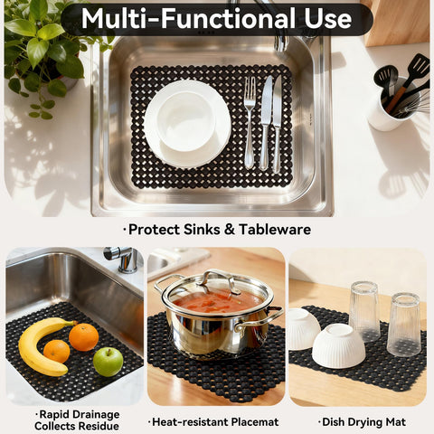 QiCaiJia sink mat demonstrates trim-to-fit design for custom sizing.
