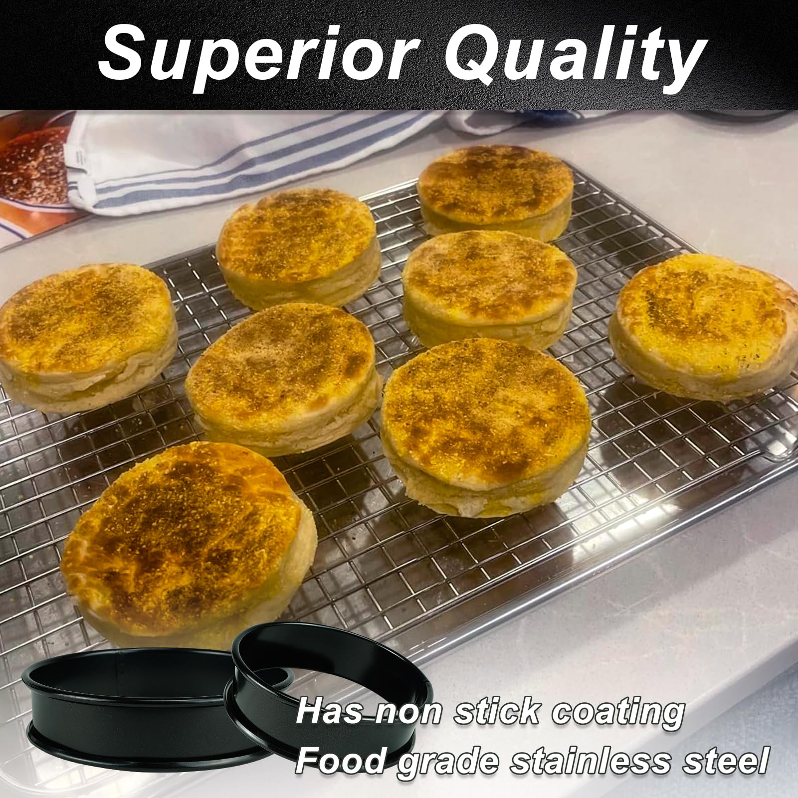 Qicfrk cookie rings with double rolled edges protect pan surfaces.