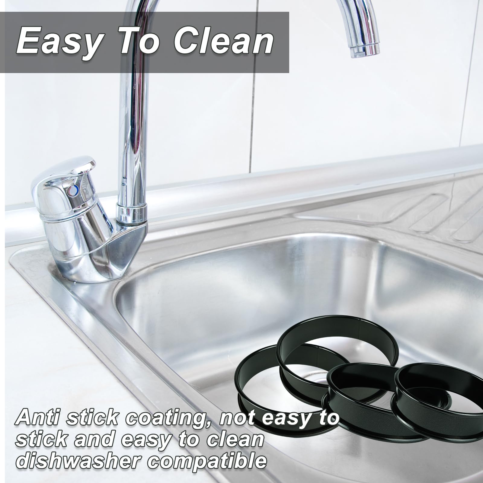 Qicfrk stainless steel rings are durable and heat resistant for repeated bakes.