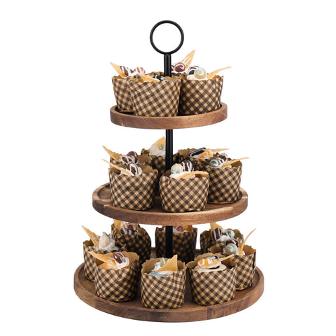 QIELSER 3-Tier Cupcake Stand assembled for elegant dessert presentation on a table