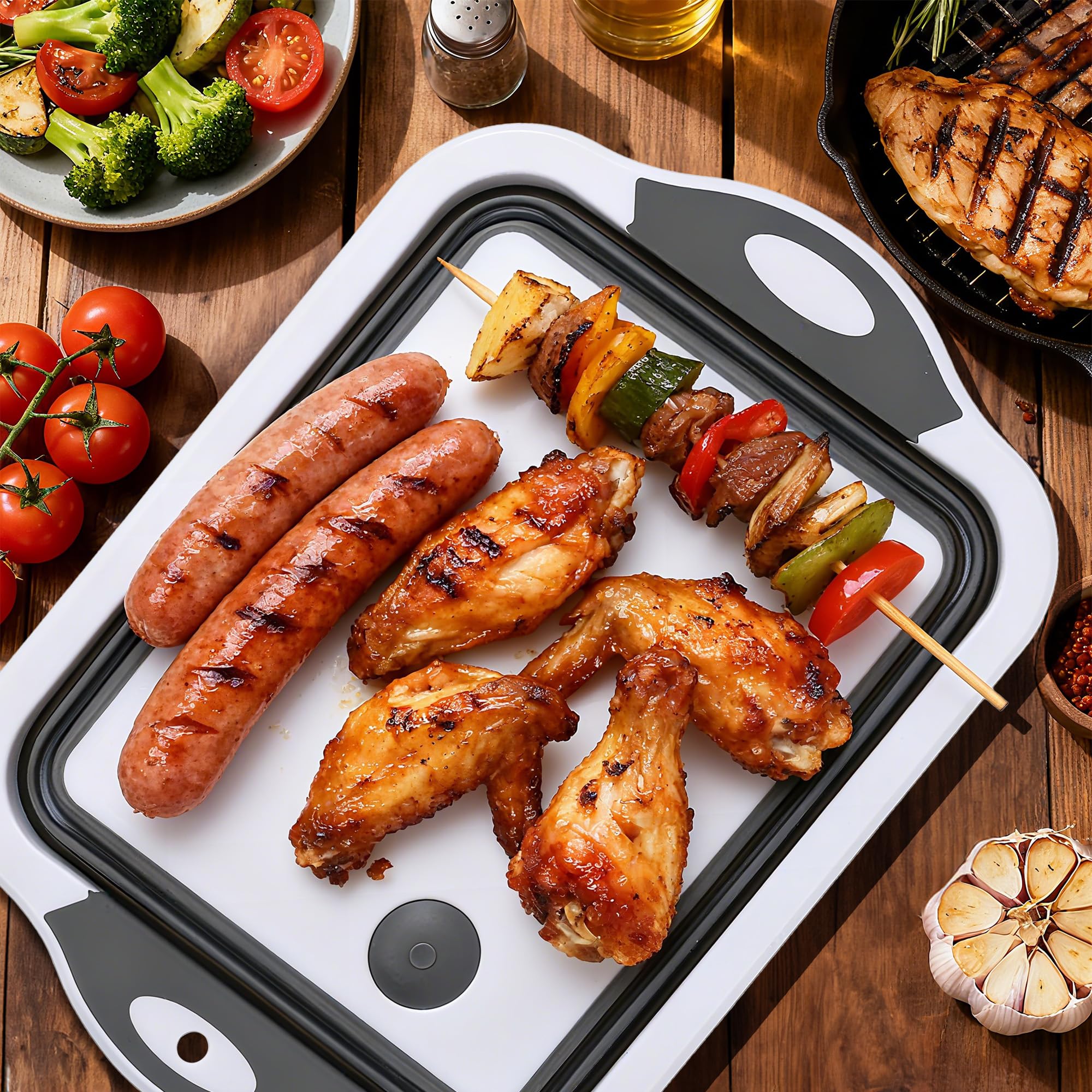 QiMH BBQ prep tub in foldable form for quick meal organization