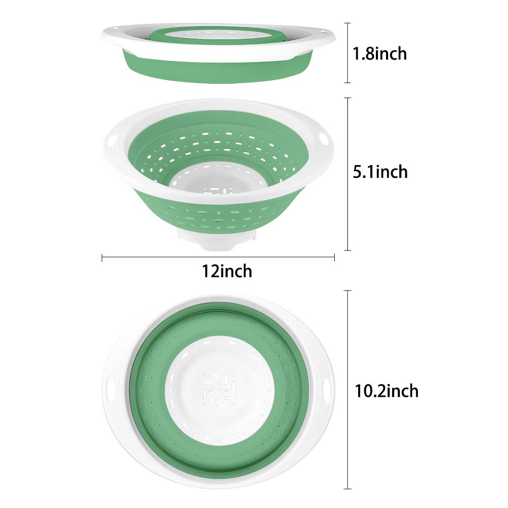 QiMH collapsible colander ergonomic handles for easy lifting