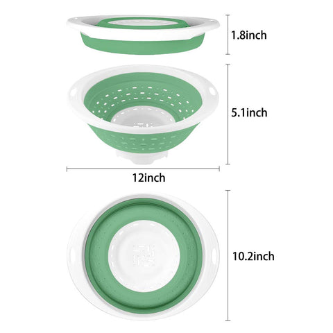 QiMH collapsible colander ergonomic handles for easy lifting