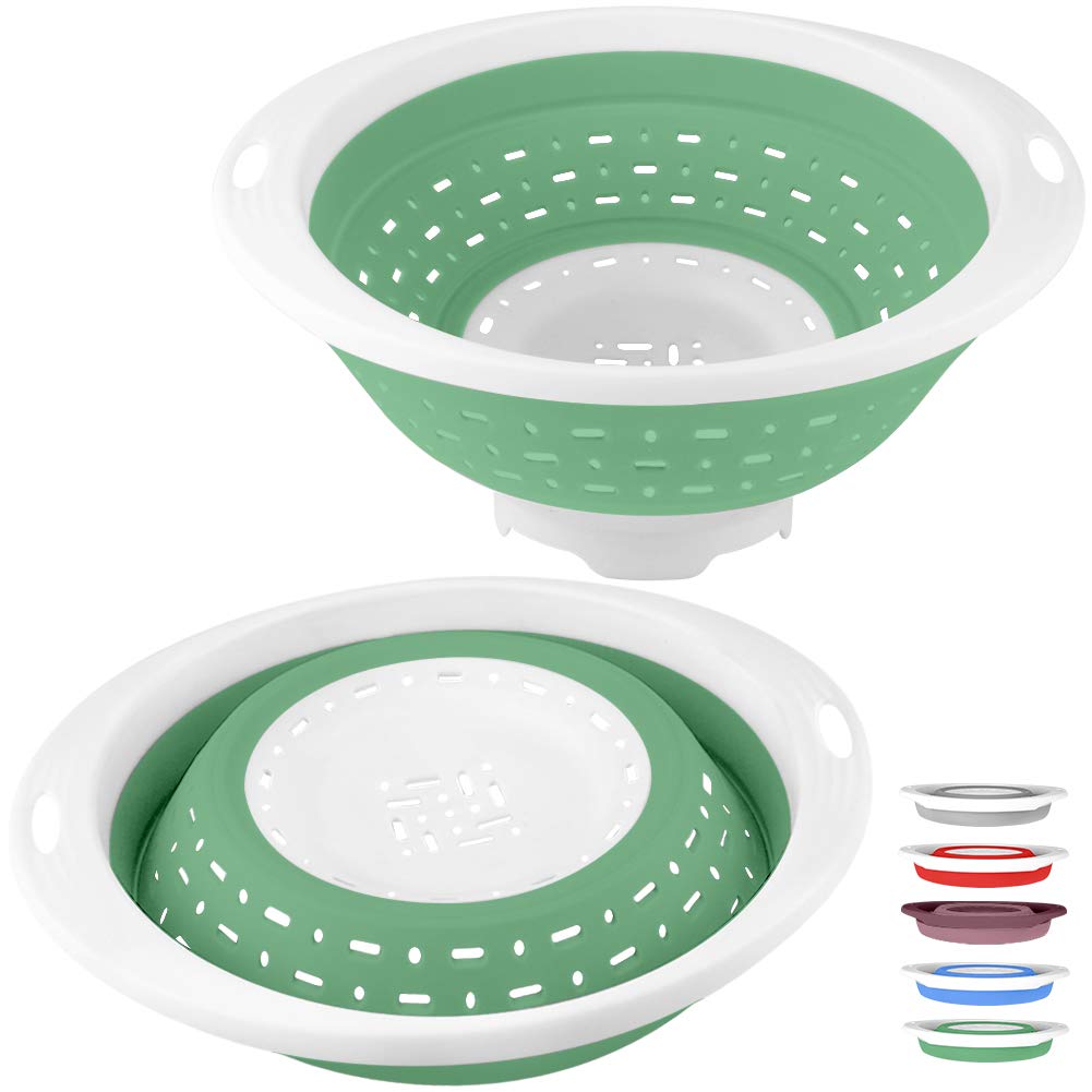 QiMH collapsible colander full view showing 5-quart capacity for meals