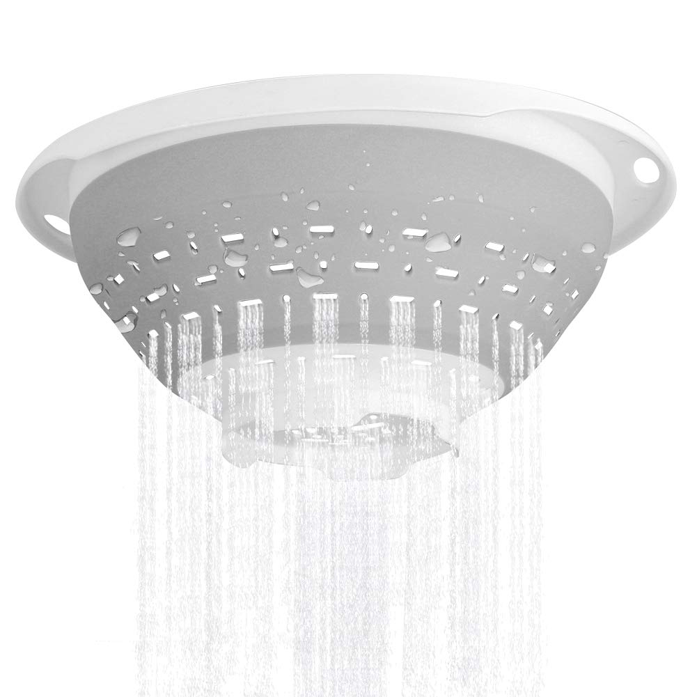 QiMH collapsible colander pasta drain in action, ideal for draining spaghetti and veggies.