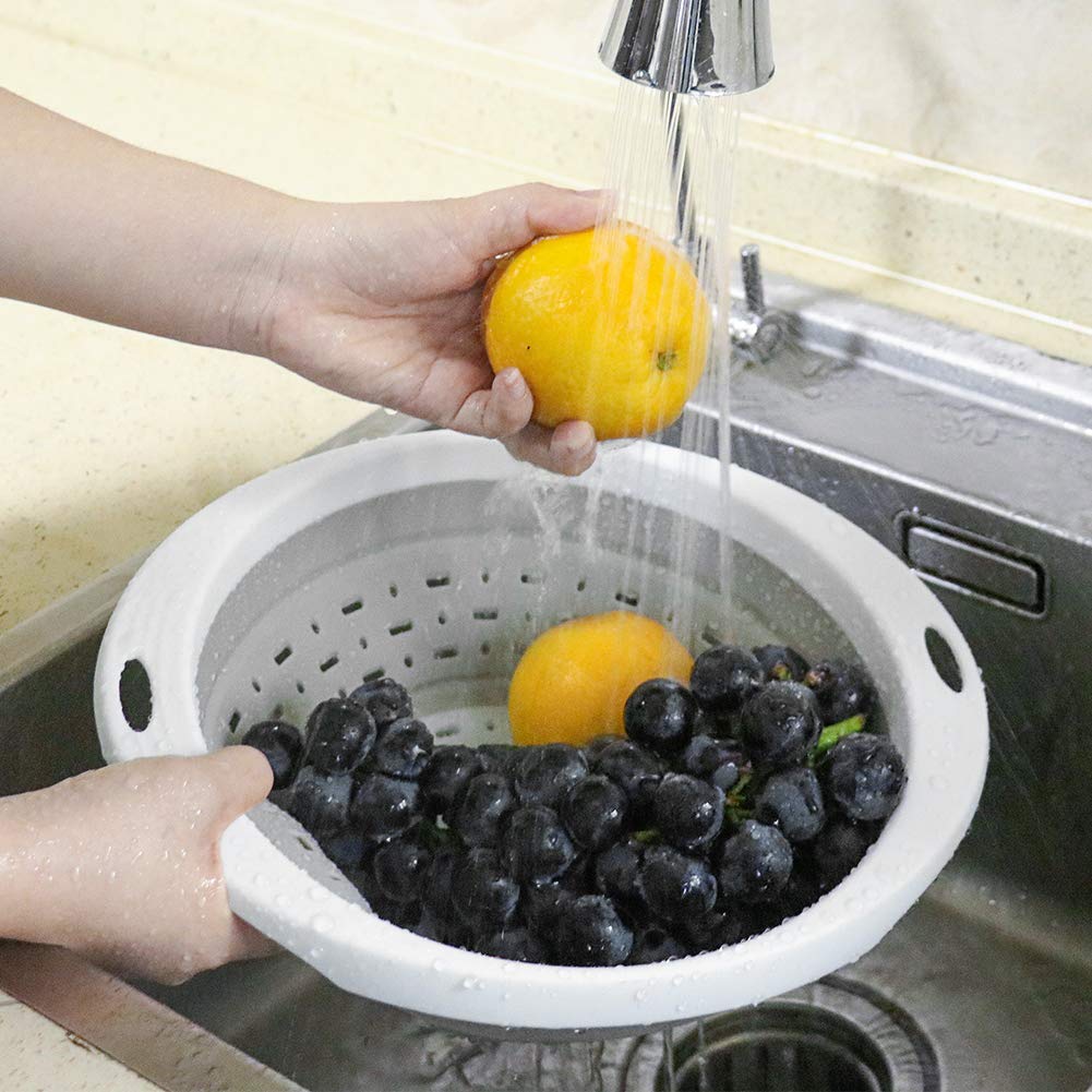 QiMH soft rim colander silicone edge emphasizes gentle handling and ergonomic use.
