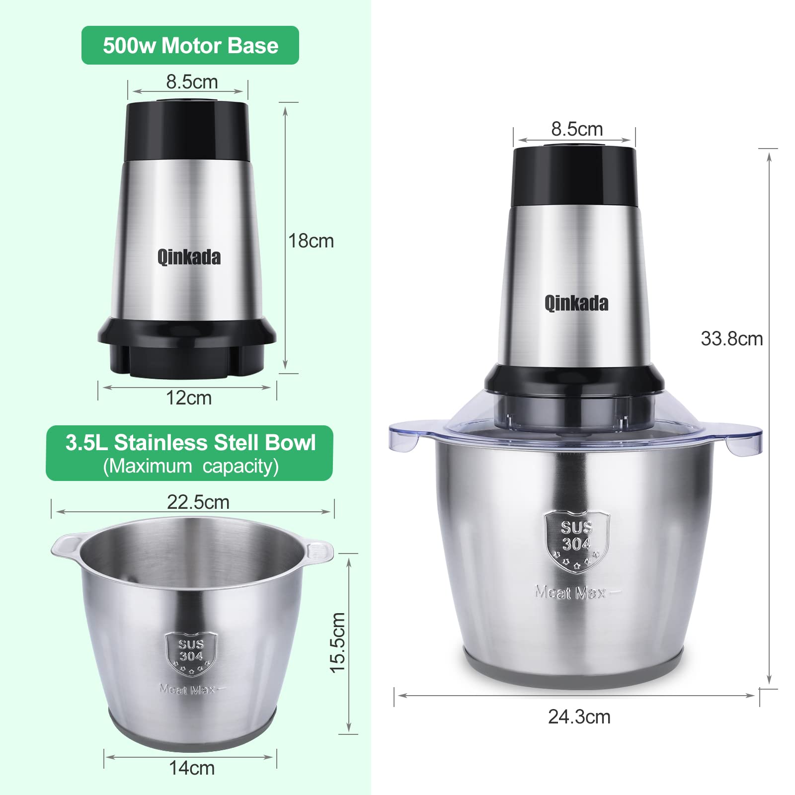Qinkada control panel shows three speed settings