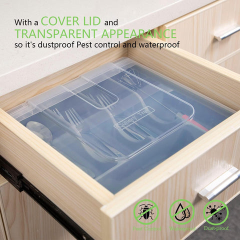 QINOL clear lid enables quick visibility while protecting utensils.