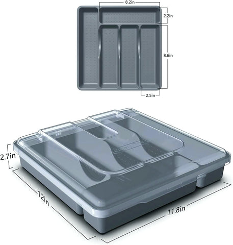 QINOL five-compartment design keeps utensils organized at a glance.