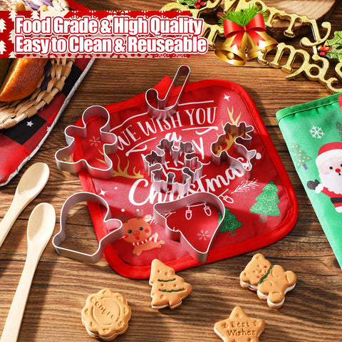 Qinyoung Christmas pot holders safeguard countertops and hands during cooking.