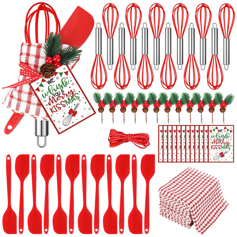 Qinyoung Christmas whisk set: twelve durable whisks for fast batter and cream whipping.