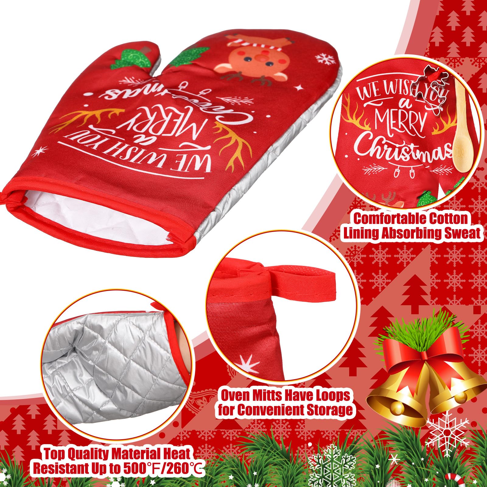 Qinyoung Christmas wooden spoons provide sturdy stirring with holiday flair.