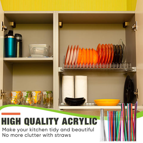 Qinyoung clear acrylic straw organizer adds a modern touch to any kitchen.