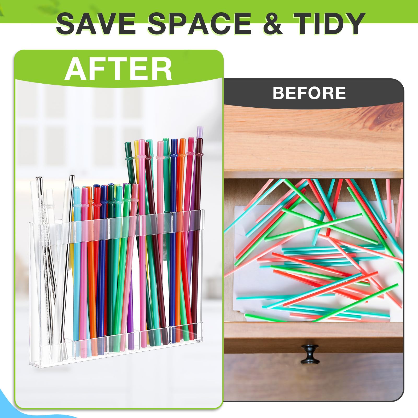 Qinyoung large 24x16x2 cm straw holder fits a practical number of straws.