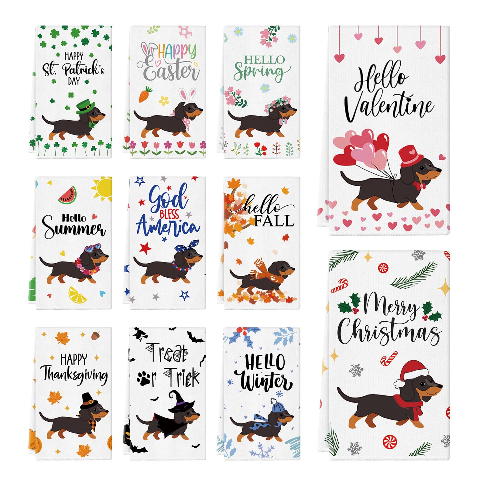 QIONG MENG dachshund kitchen towels collection enhances kitchen decor with soft absorbency.