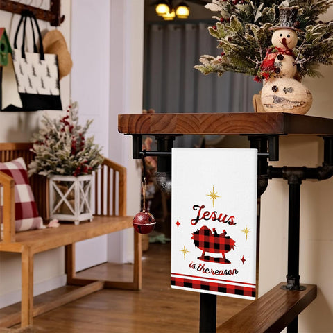 QIONG MENG Jesus set of 4 nativity towels offers versatile use for drying, cleaning, and gifting.