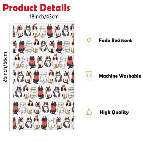 QIONG MENG Meowy Christmas hand towels suitable for busy holiday kitchens.