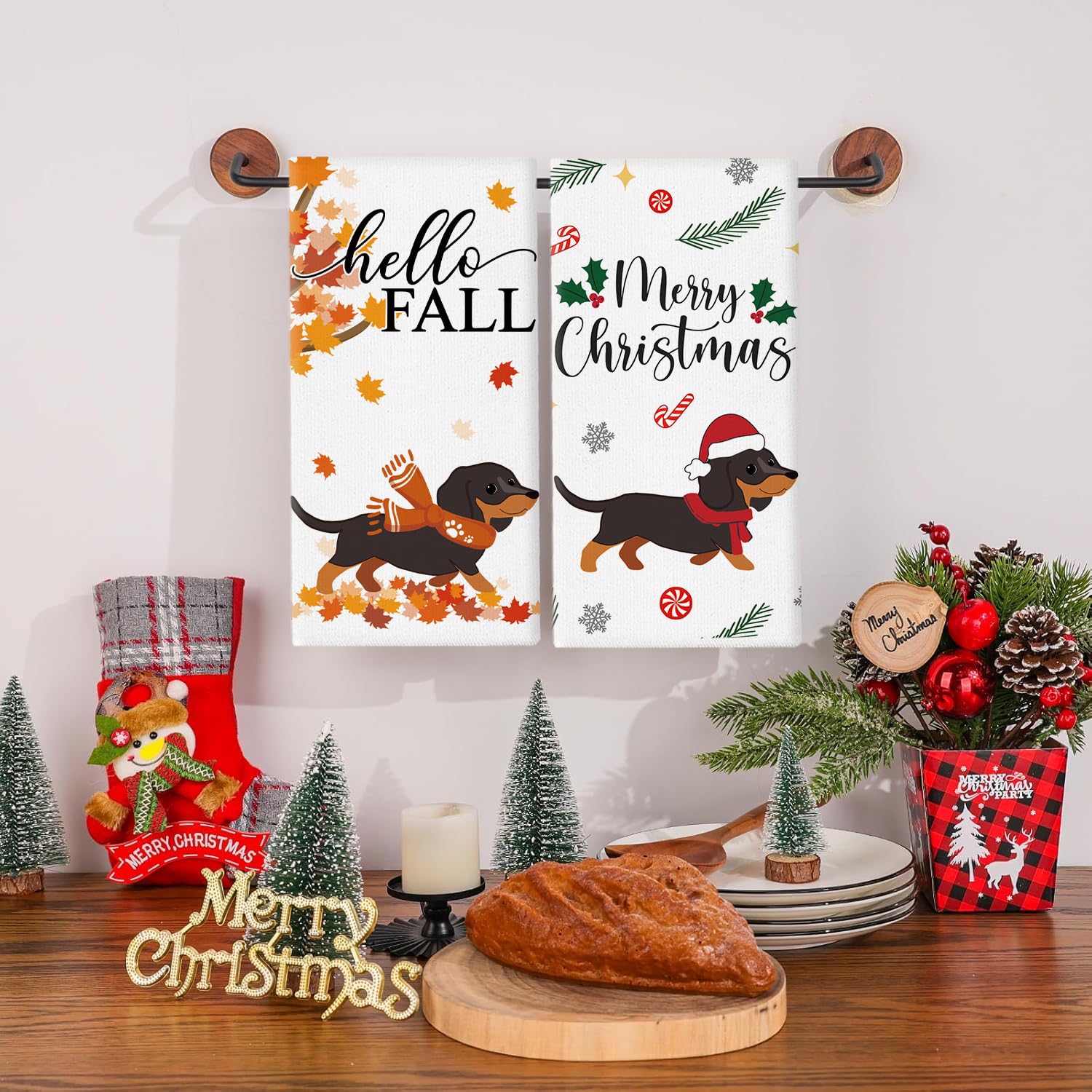 QIONG MENG Mother’s Day gift towels showcase dachshund prints for thoughtful home accents.