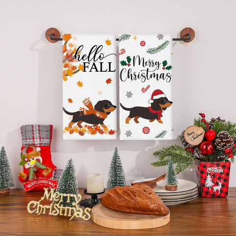 QIONG MENG Mother’s Day gift towels showcase dachshund prints for thoughtful home accents.
