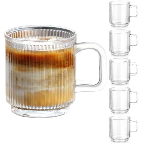 Qipecedm 12oz glass mug with handle for hot beverages and easy grip