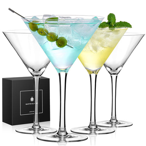 Qipecedm martini glasses set of 4, 9oz for elegant cocktails.
