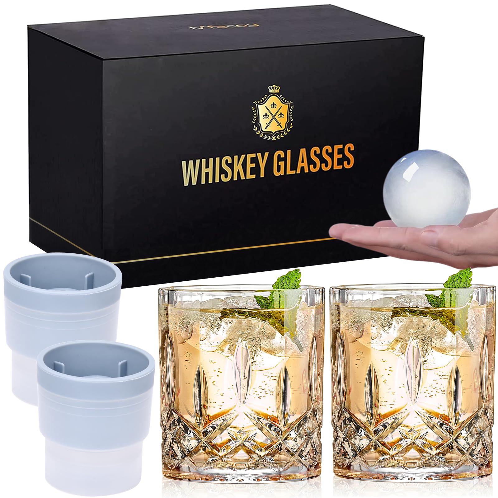 Qipecedm old-fashioned whiskey glasses front view showing crystal clarity for refined cocktails.