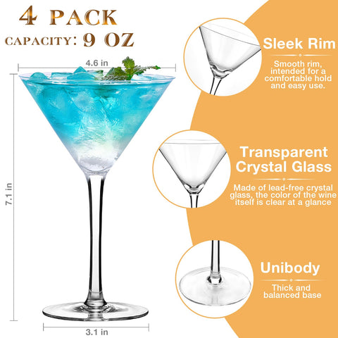 Qipecedm wide-grip martini glasses designed for easy handling.
