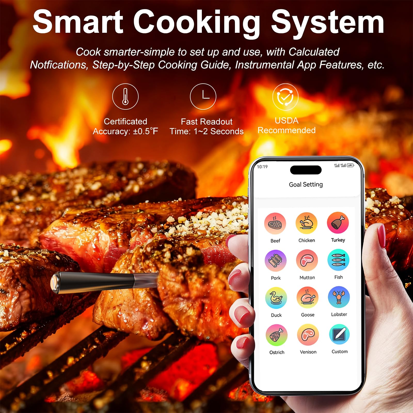QIREDA dual readout for meat and ambient oven temperature