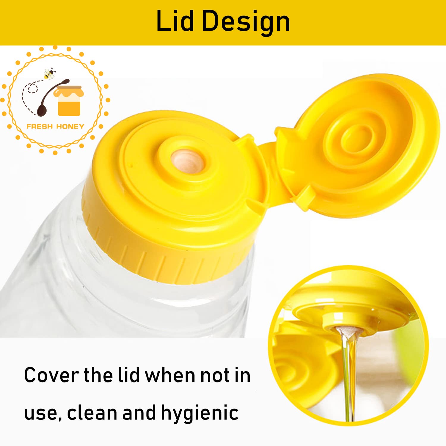 Qiuttnqn 180ml clear plastic bottle showcasing honey's color and texture clearly.