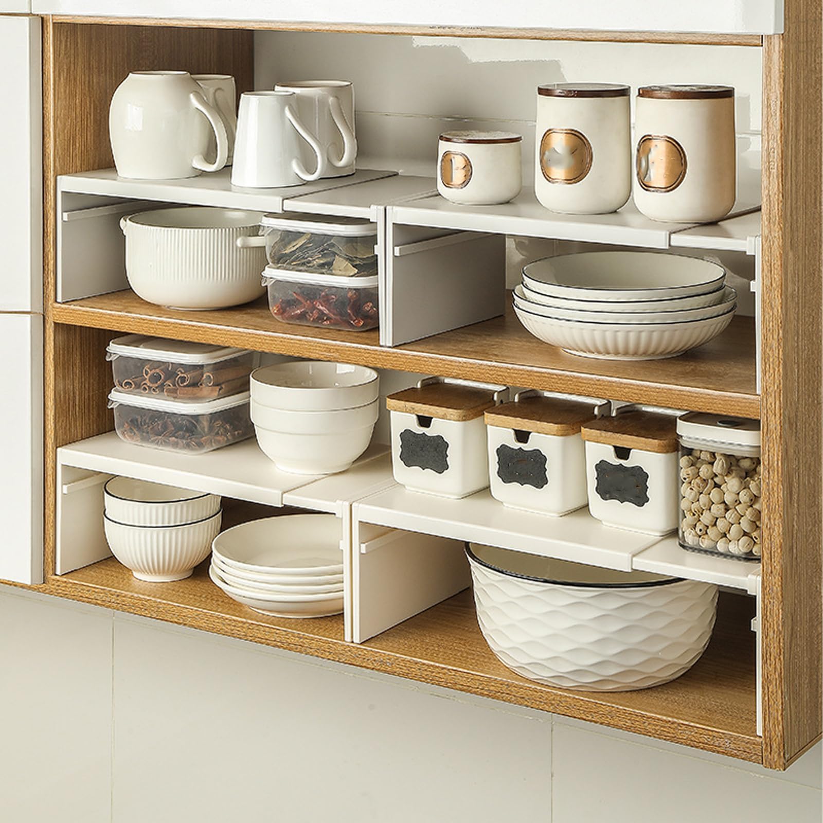 Qiyue cabinet shelf white finish complements countertops and decor