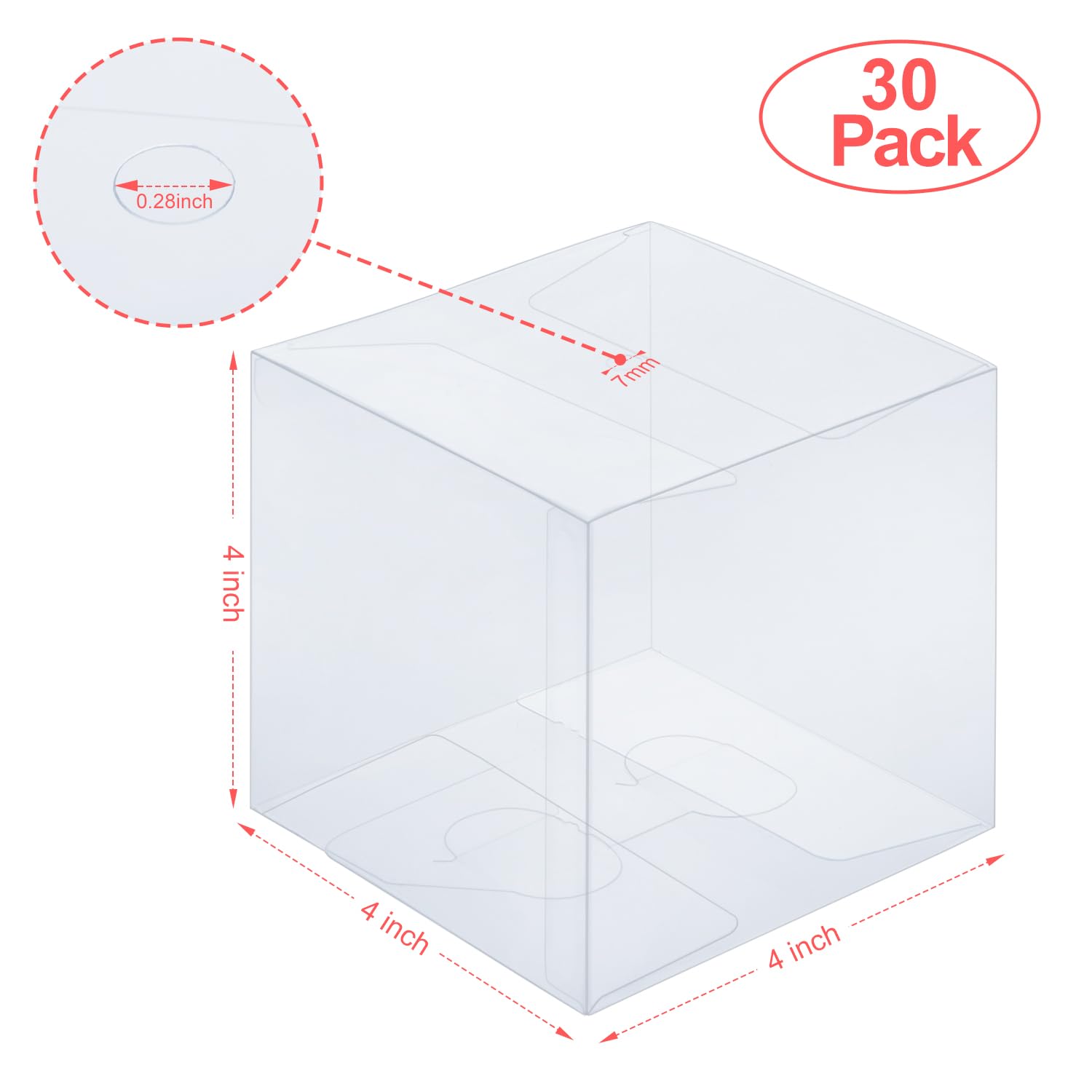 QKEL 4x4x4 transparent favor box highlights desserts with easy setup.
