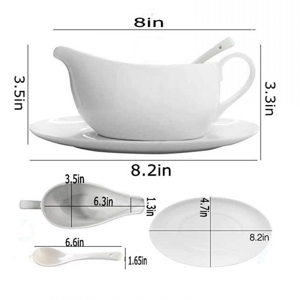 Qlans ceramic gravy boat on a serving tray for tidy tabletop service