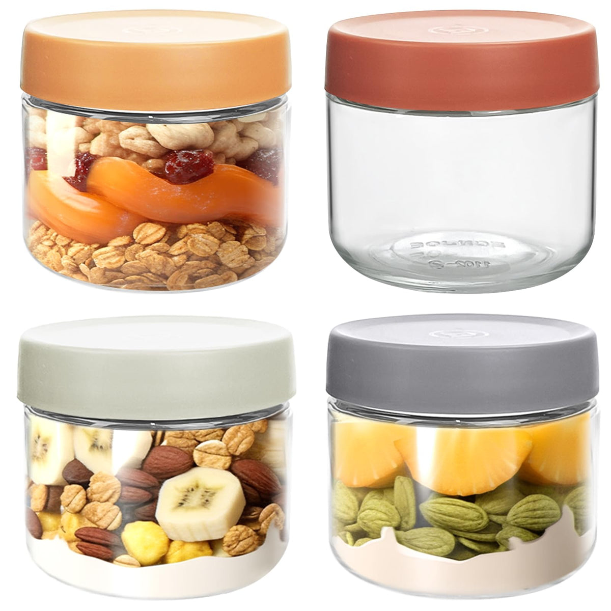 QMET 4-pack 10oz thick glass jars with lids, wide mouth for easy cleaning.