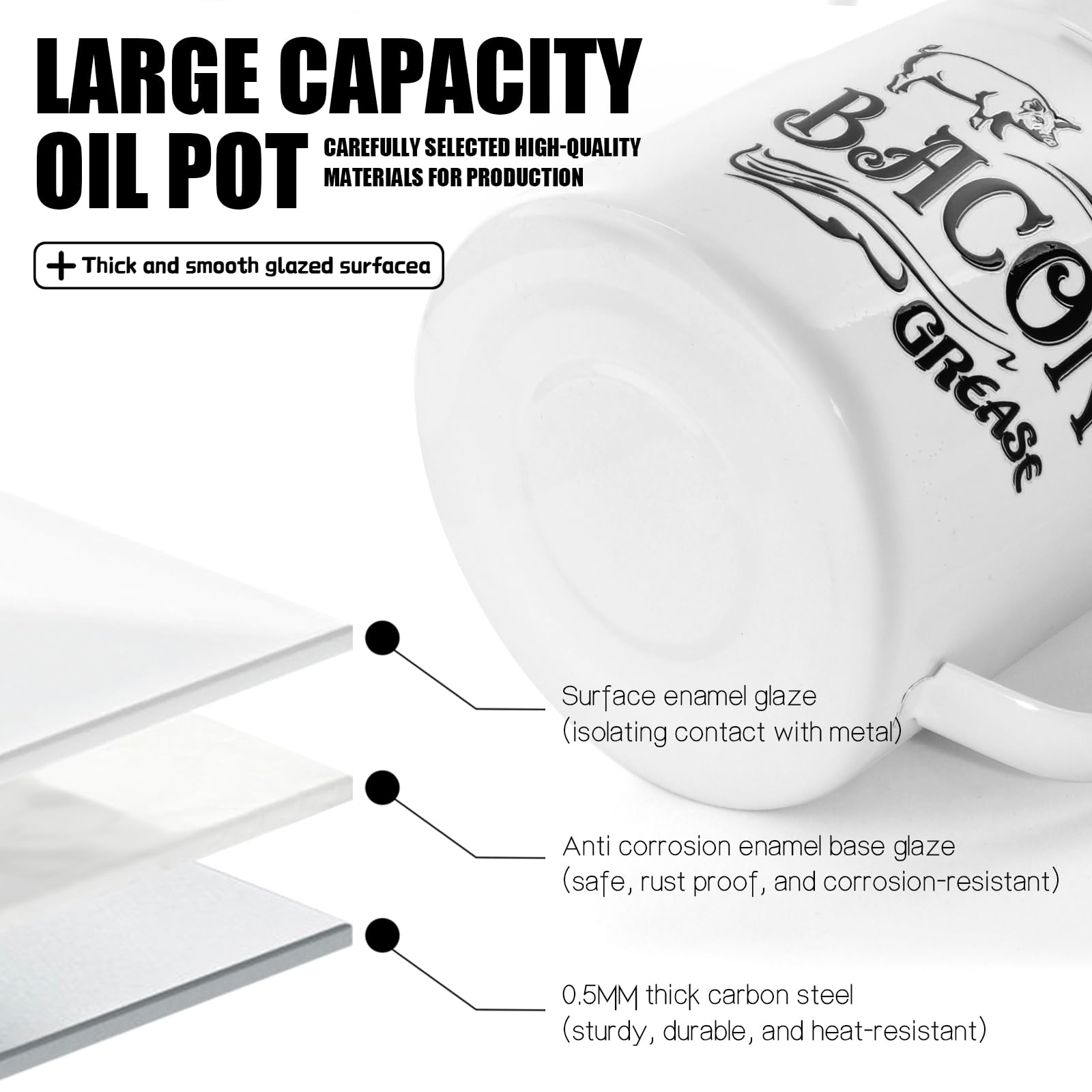 QMET Bacon Grease Saver lid closure ensures secure storage.