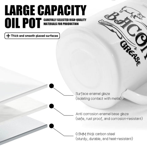 QMET Bacon Grease Saver lid closure ensures secure storage.
