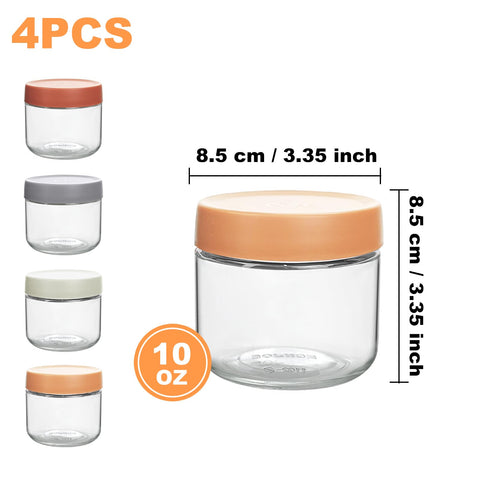 QMET clear glass jar with color lids helps quick content identification.