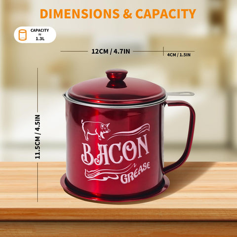 QMET Fine mesh strainer filters tiny particles for cleaner, reusable grease.