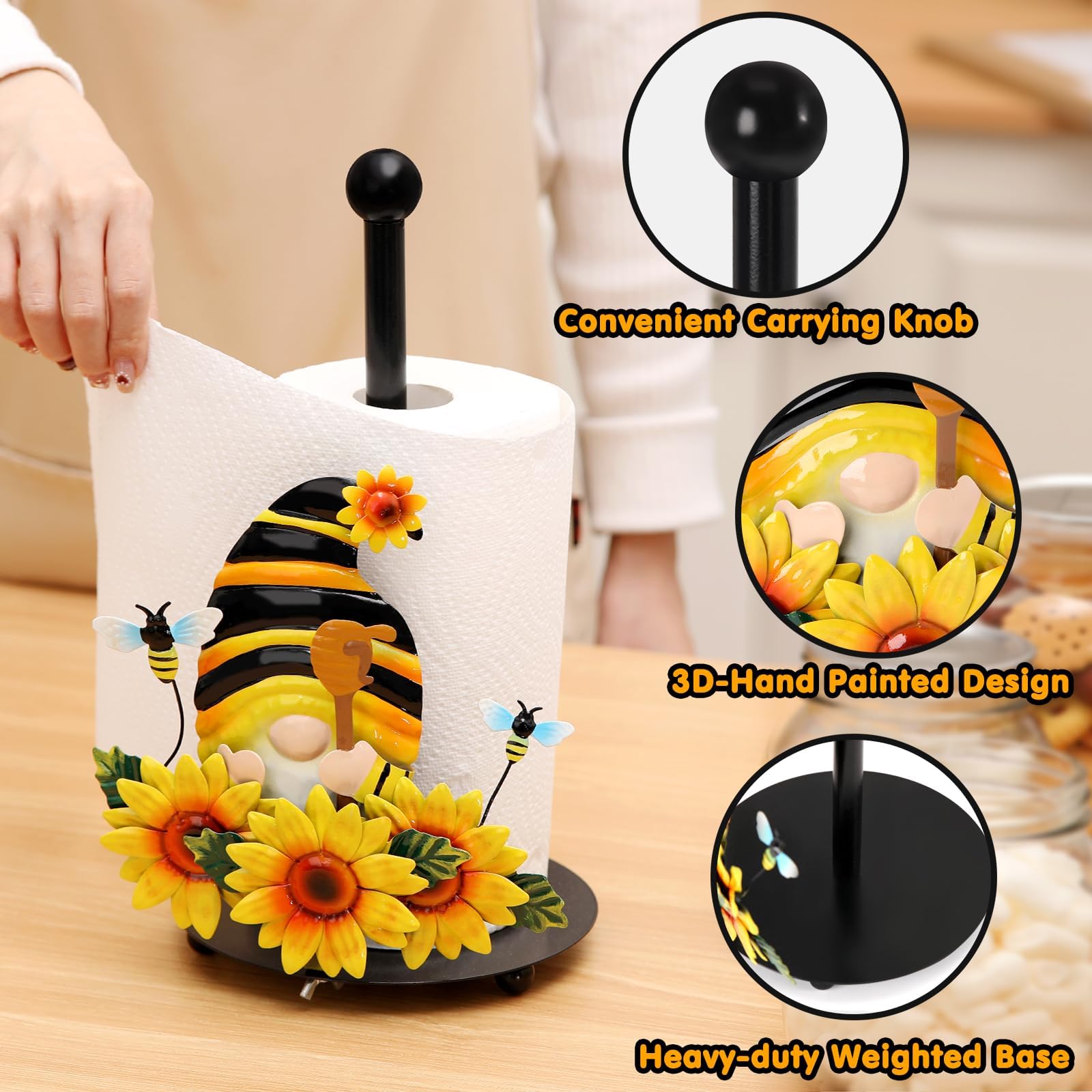 Qmetalart sunflower bees detail enhances bathroom or pantry decor with charm