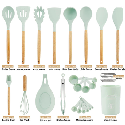 QMVESS silicone utensils set measuring cups and spoons enable precise prep
