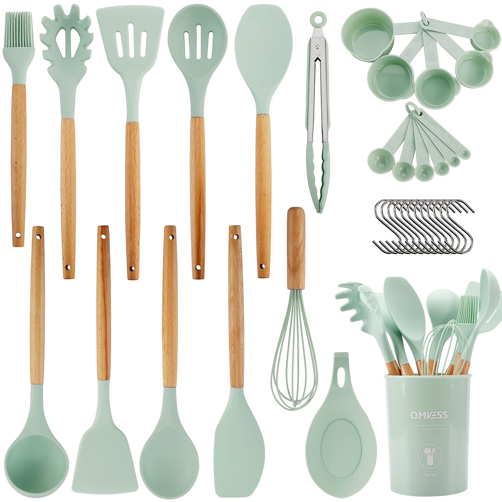 QMVESS silicone utensils set spatula for non-stick cookware and high heat