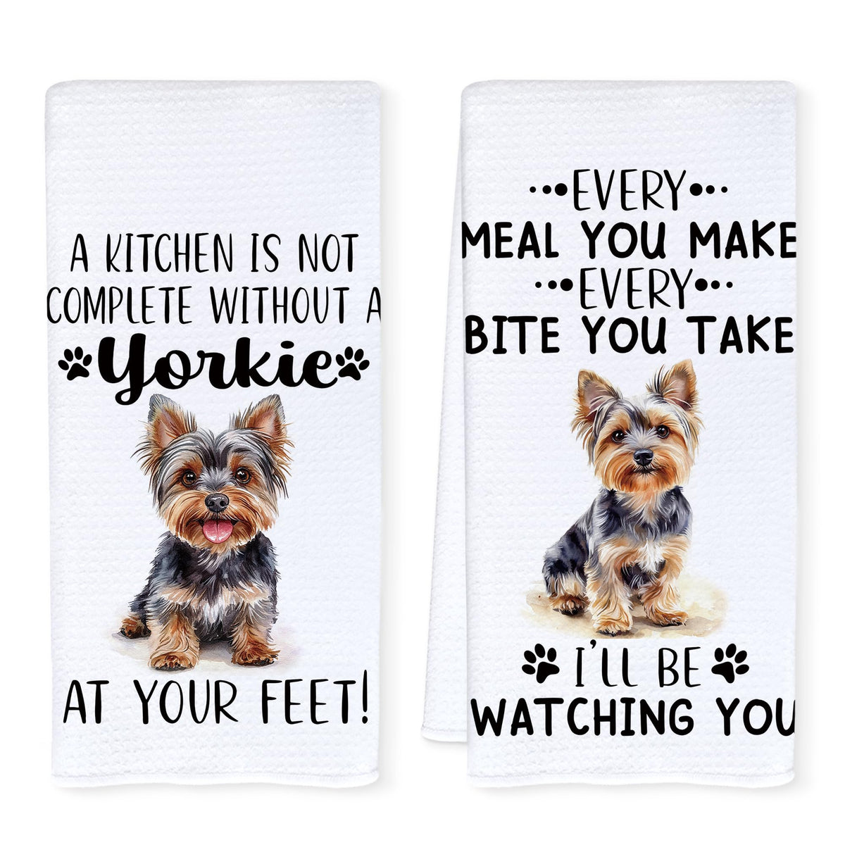 Qnhij Yorkshire Terrier towel pattern adds playful kitchen decor and daily use appeal.